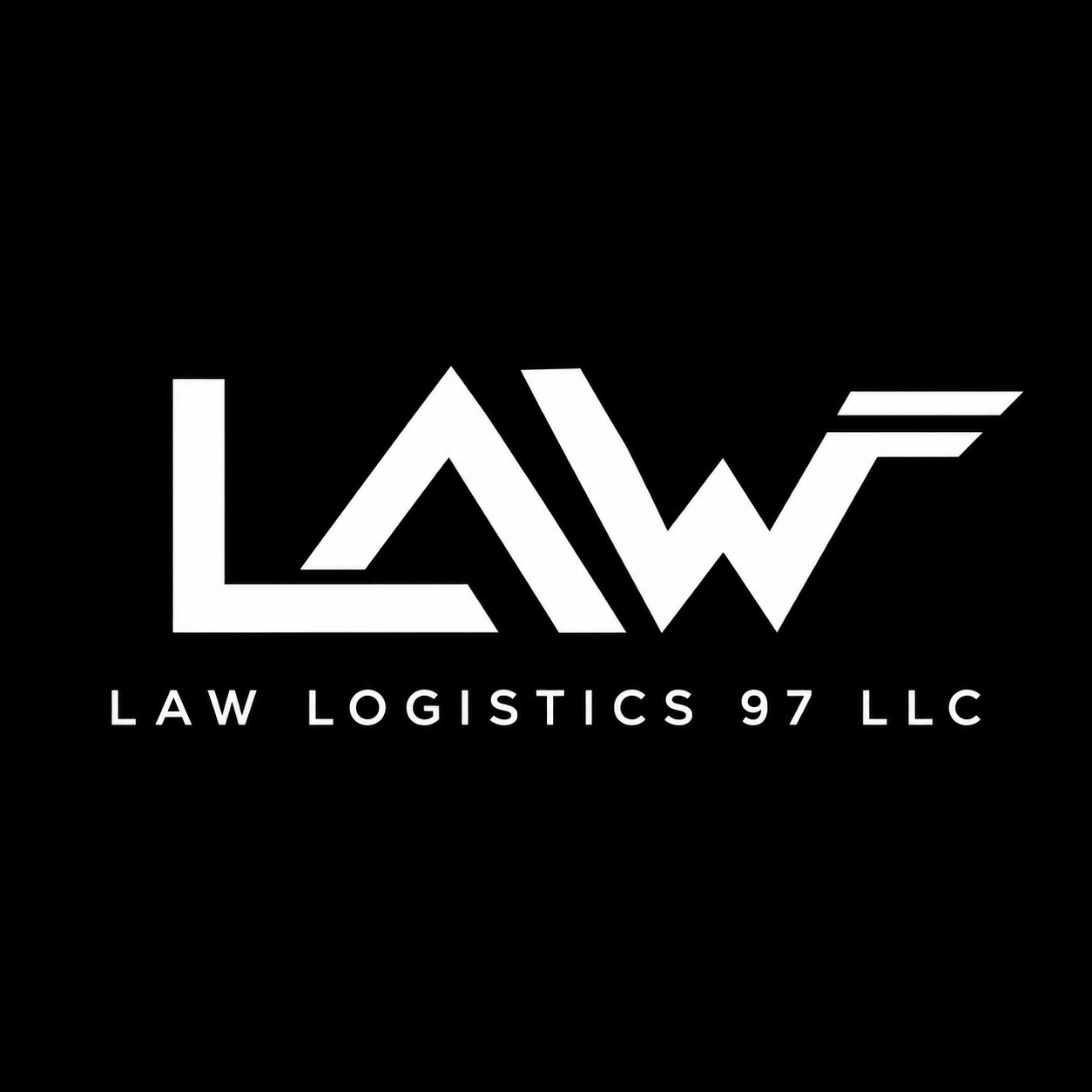 LAW Logistics 97 LLC white logo on a black background